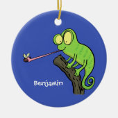 Cute grappige groene chameleon lizard cartoon keramisch ornament (Voorkant)