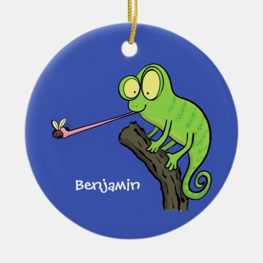 Cute grappige groene chameleon lizard cartoon keramisch ornament (Voorkant)