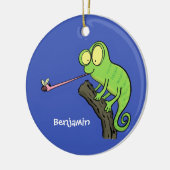 Cute grappige groene chameleon lizard cartoon keramisch ornament (Links)