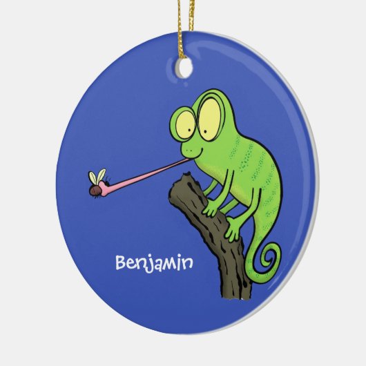 Cute grappige groene chameleon lizard cartoon keramisch ornament (Links)