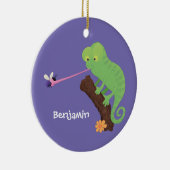 Cute grappige groene chameleon lizard cartoon keramisch ornament (Rechts)