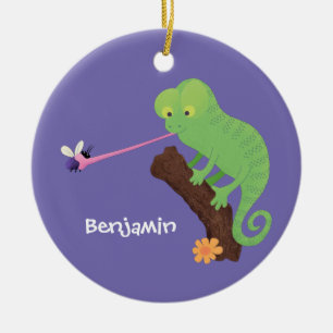 Cute grappige groene chameleon lizard cartoon keramisch ornament