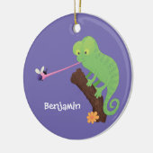 Cute grappige groene chameleon lizard cartoon keramisch ornament (Links)