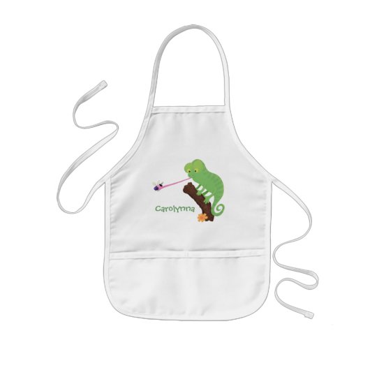 Cute grappige groene chameleon lizard cartoon kinder schort (Voorkant)