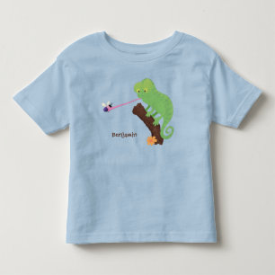 Cute grappige groene chameleon lizard cartoon kinder shirts
