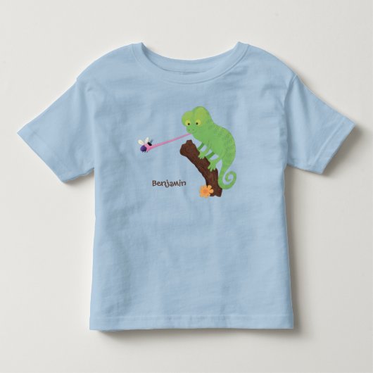 Cute grappige groene chameleon lizard cartoon kinder shirts (Voorkant)
