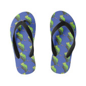 Cute grappige groene chameleon lizard cartoon kinder teenslippers (Voetbed)
