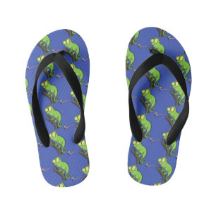 Cute grappige groene chameleon lizard cartoon kinder teenslippers