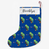 Cute grappige groene chameleon lizard cartoon kleine kerstsok (Achterkant)