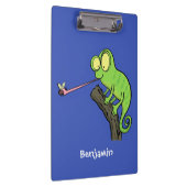 Cute grappige groene chameleon lizard cartoon klembord (Rechts)