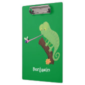 Cute grappige groene chameleon lizard cartoon klembord (Links)