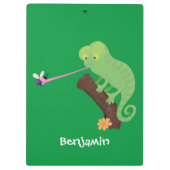 Cute grappige groene chameleon lizard cartoon klembord (Achterkant)