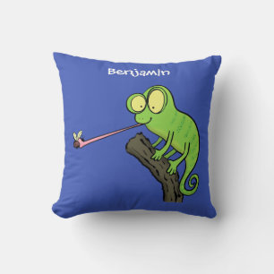 Cute grappige groene chameleon lizard cartoon kussen