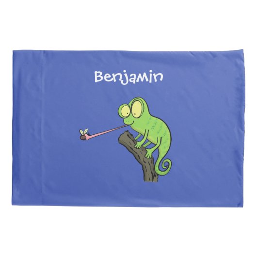 Cute grappige groene chameleon lizard cartoon kussensloop (Achterkant)