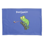 Cute grappige groene chameleon lizard cartoon kussensloop (Voorkant)