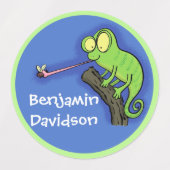 Cute grappige groene chameleon lizard cartoon labels (Design 2)