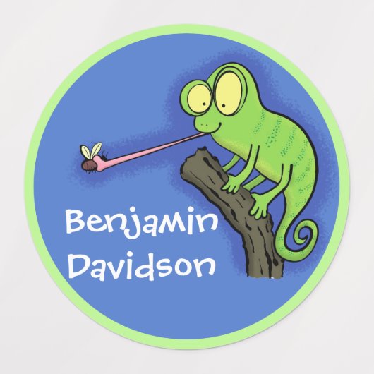 Cute grappige groene chameleon lizard cartoon labels (Design 2)