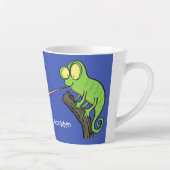 Cute grappige groene chameleon lizard cartoon latte mok (Rechts)