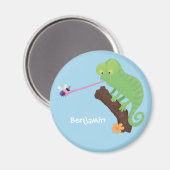 Cute grappige groene chameleon lizard cartoon magneet (Voorkant / Achterkant)