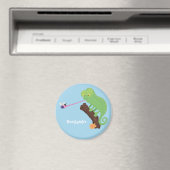 Cute grappige groene chameleon lizard cartoon magneet (Insitu (Vaatwasser))