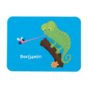 Cute grappige groene chameleon lizard cartoon magneet