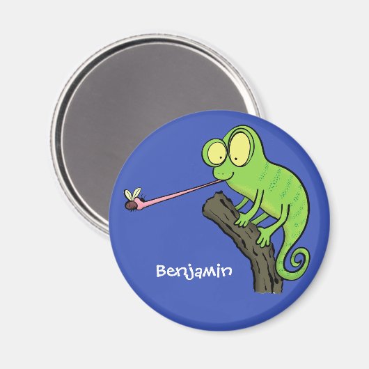 Cute grappige groene chameleon lizard cartoon magneet (Voorkant / Achterkant)