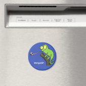 Cute grappige groene chameleon lizard cartoon magneet (Insitu (Vaatwasser))