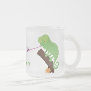 Cute grappige groene chameleon lizard cartoon matglas koffiemok