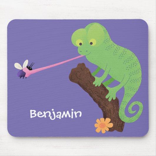 Cute grappige groene chameleon lizard cartoon muismat (Voorkant)