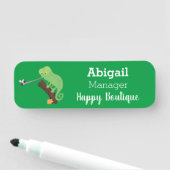 Cute grappige groene chameleon lizard cartoon naamplaatje (In situ)