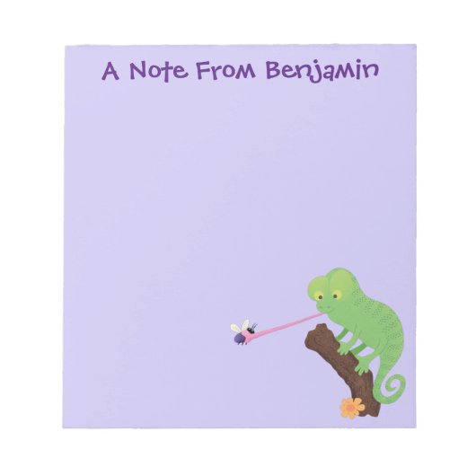 Cute grappige groene chameleon lizard cartoon notitieblok (Voorkant)
