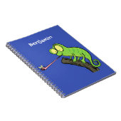 Cute grappige groene chameleon lizard cartoon notitieboek (Rechterzijde)