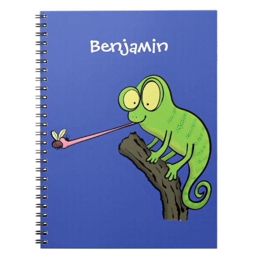 Cute grappige groene chameleon lizard cartoon notitieboek (Voorkant)