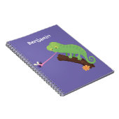 Cute grappige groene chameleon lizard cartoon notitieboek (Rechterzijde)