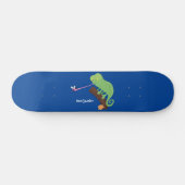 Cute grappige groene chameleon lizard cartoon persoonlijk skateboard (Horizontaal)