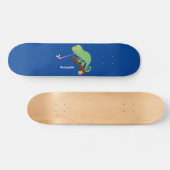 Cute grappige groene chameleon lizard cartoon persoonlijk skateboard (Horizontaal)