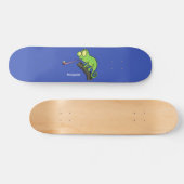 Cute grappige groene chameleon lizard cartoon persoonlijk skateboard (Horizontaal)