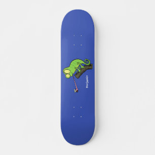 Cute grappige groene chameleon lizard cartoon persoonlijk skateboard