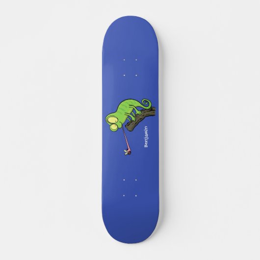 Cute grappige groene chameleon lizard cartoon persoonlijk skateboard (Voorkant)