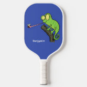 Cute grappige groene chameleon lizard cartoon pickleball paddle (Voorkant)