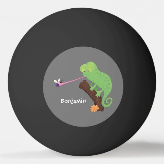 Cute grappige groene chameleon lizard cartoon pingpongbal (Voorkant)