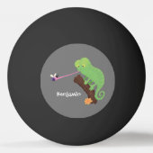 Cute grappige groene chameleon lizard cartoon pingpongbal (Achterkant)
