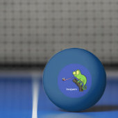 Cute grappige groene chameleon lizard cartoon pingpongbal (Net)