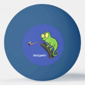 Cute grappige groene chameleon lizard cartoon pingpongbal (Achterkant)