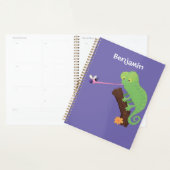 Cute grappige groene chameleon lizard cartoon planner (Display)