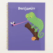 Cute grappige groene chameleon lizard cartoon planner (Voorkant)