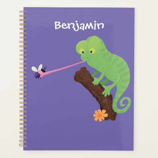 Cute grappige groene chameleon lizard cartoon planner (Voorkant)