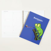 Cute grappige groene chameleon lizard cartoon planner (Display)