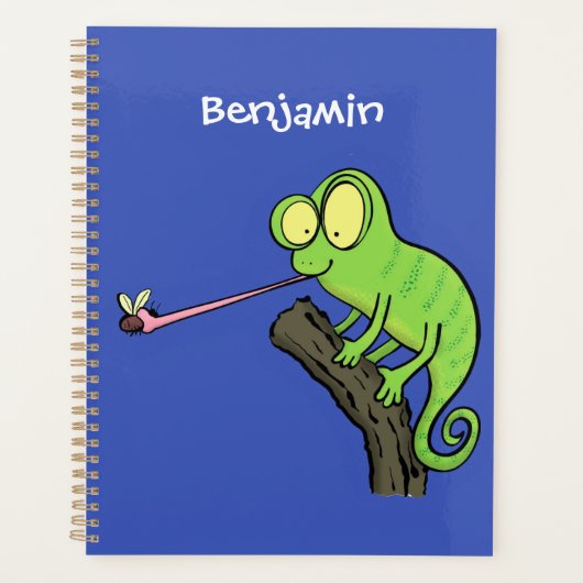 Cute grappige groene chameleon lizard cartoon planner (Voorkant)
