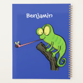 Cute grappige groene chameleon lizard cartoon planner (Achterkant)
